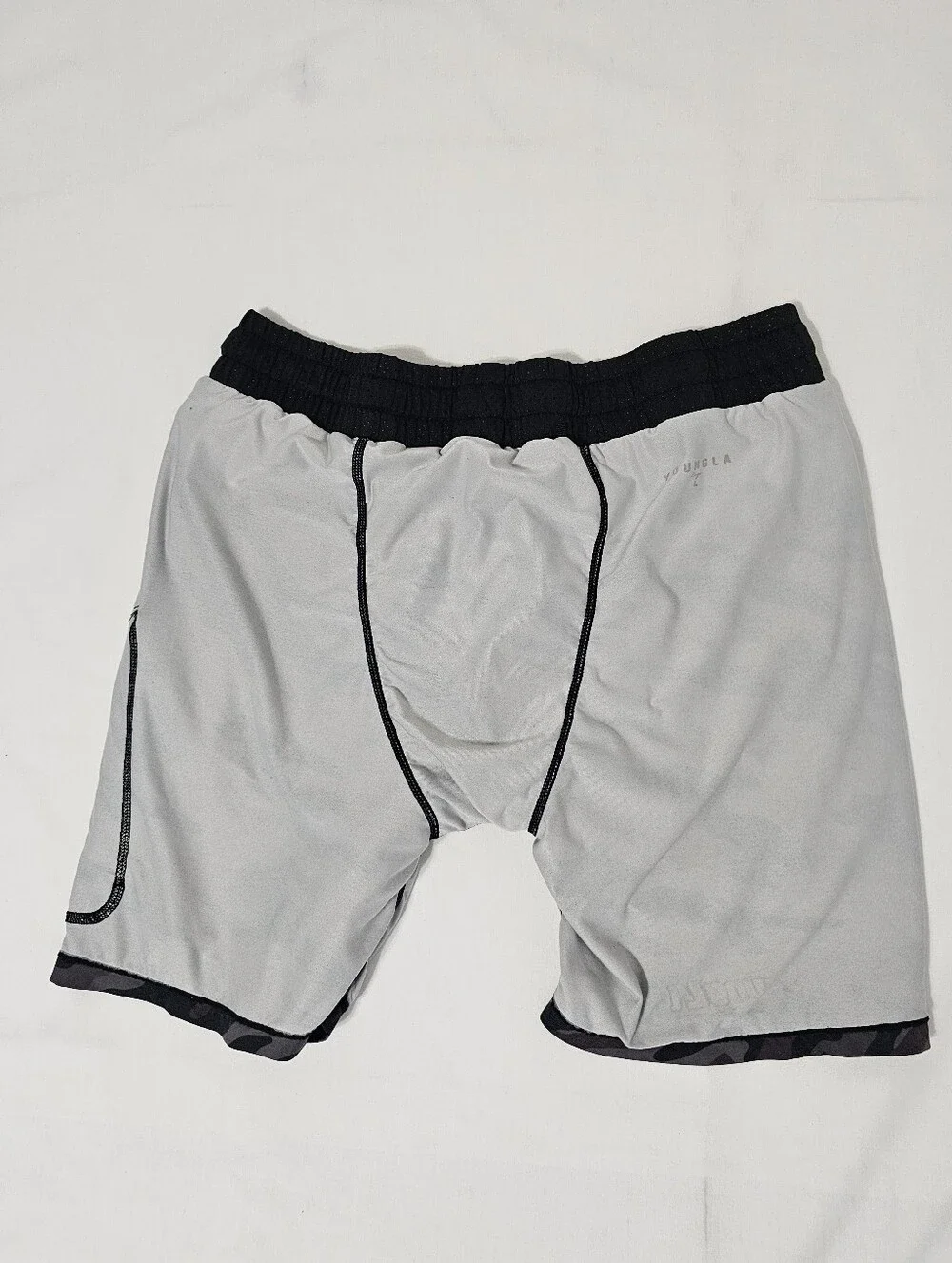 YoungLA Men’s 2-in-1 Training Shorts Black Camo Compression Liner Size L